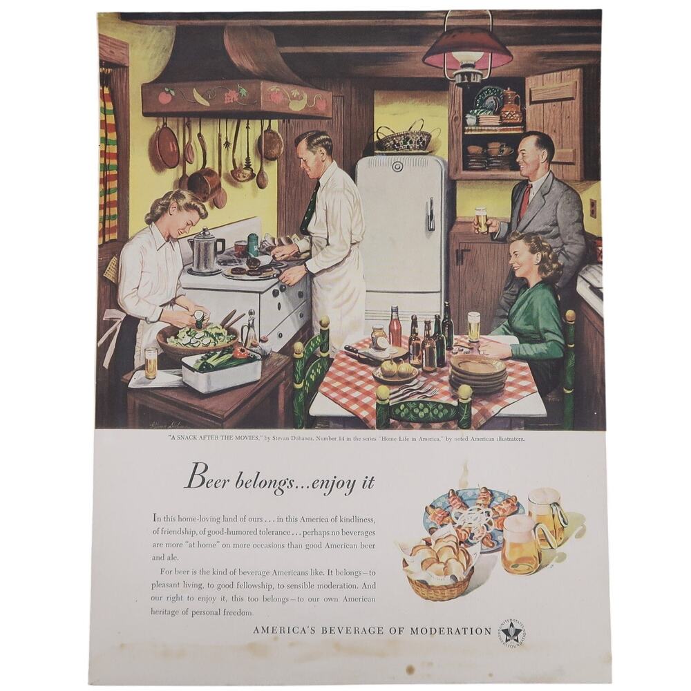 US Brewers Foundation Beer Magazine Advertisement 1947 Color Vintage Breweriana
